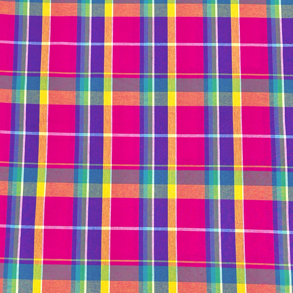 Pink Madras Check Cotton Fabric