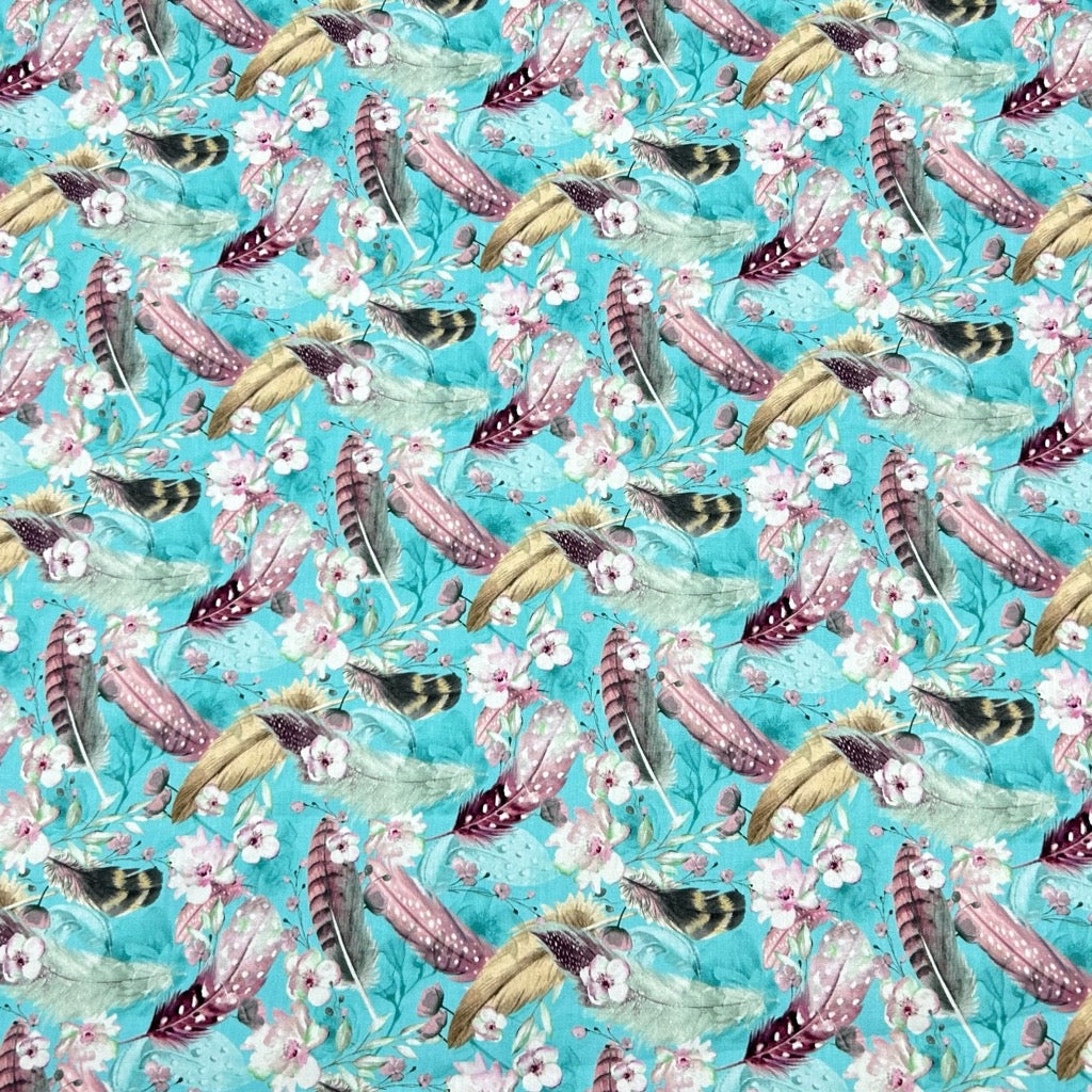 Feathers and Flowers Rose &amp; Hubble Cotton Poplin Fabric - Pound Fabrics