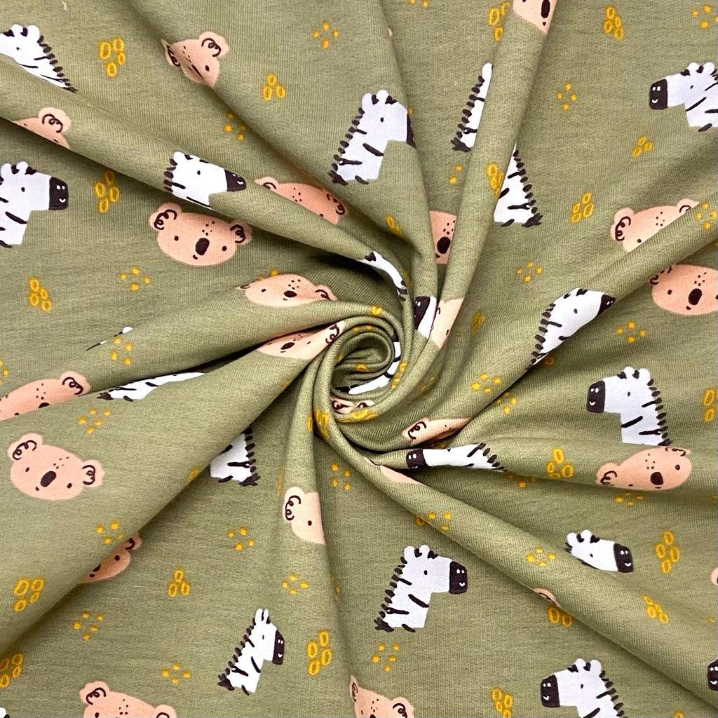 Zebras and Koalas French Terry Fabric - Pound Fabrics