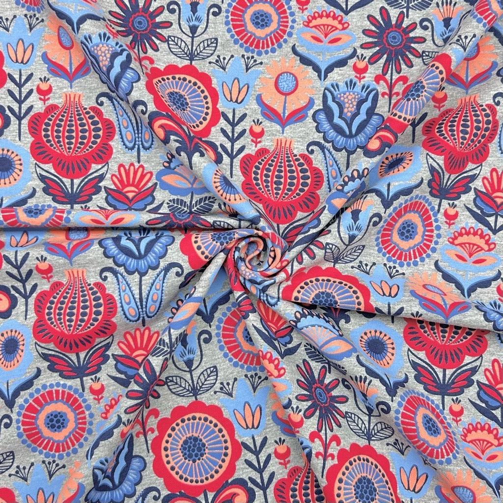 Retro Floral Melange French Terry Fabric - Pound Fabrics