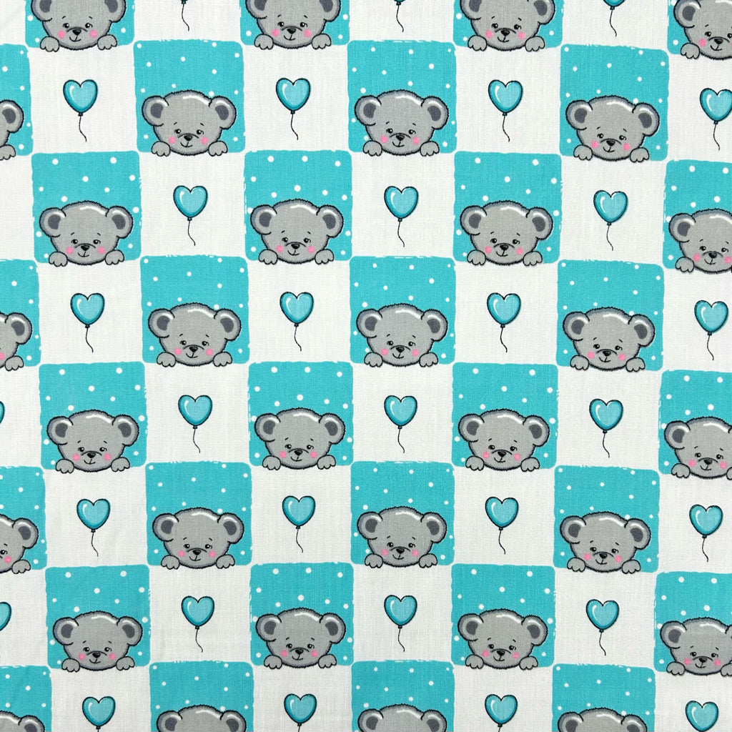 Teddy Heart Polycotton Fabric