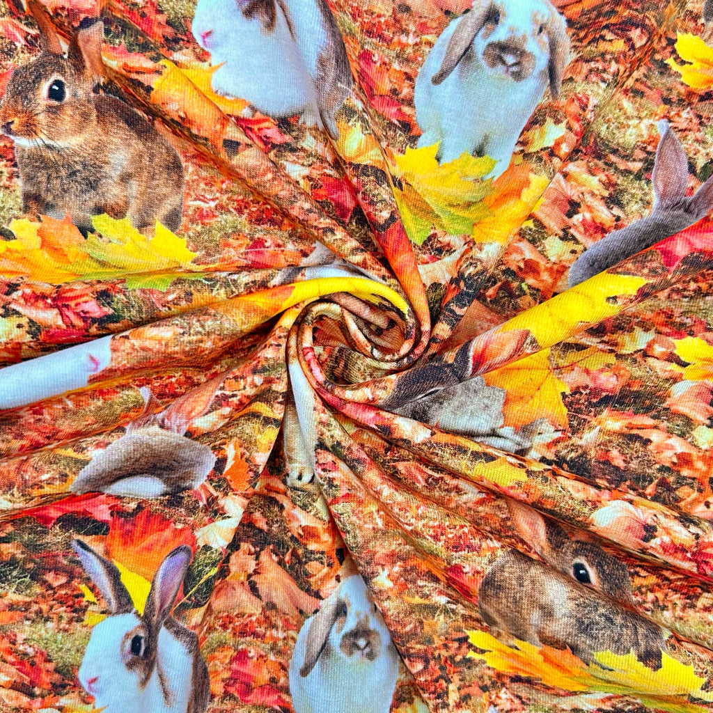 Autumn Rabbits Cotton Jersey Fabric