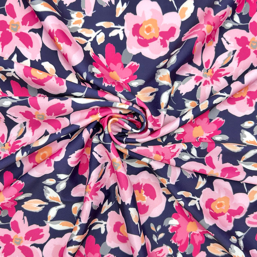 Pink Floral Swimwear Jersey Fabric