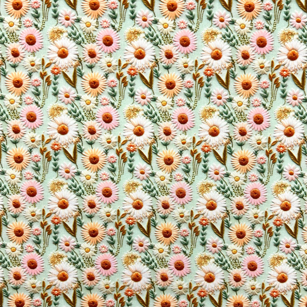 Pastel Daisy Polycotton Fabric