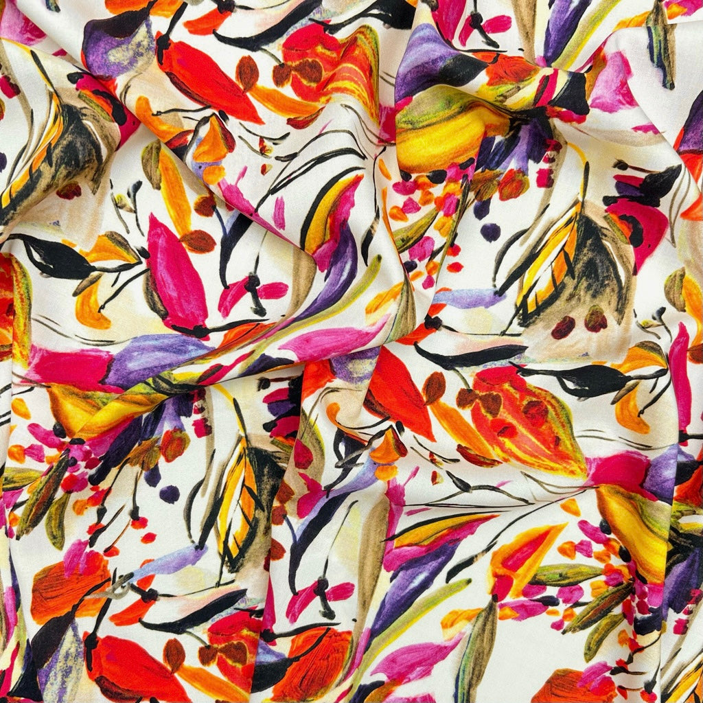 Abstract Bloomscape Viscose Fabric