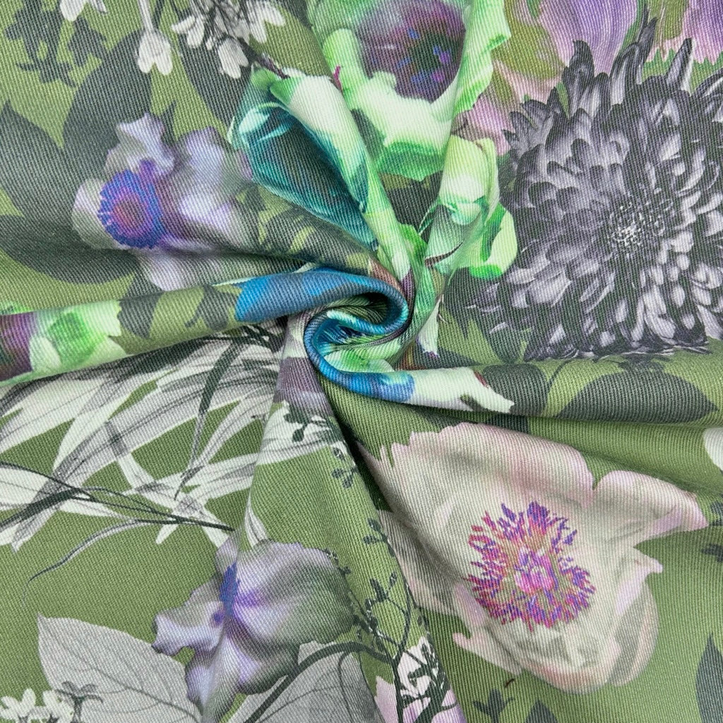 Mystic Bloom Stretch Denim Fabric