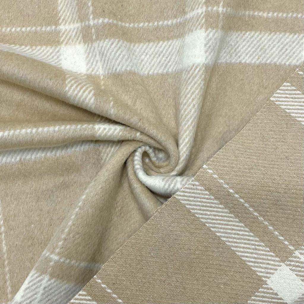 Beige and White Checkered Wool Blend Fabric - 2 metres for £9.95 #11 - Pound Fabrics