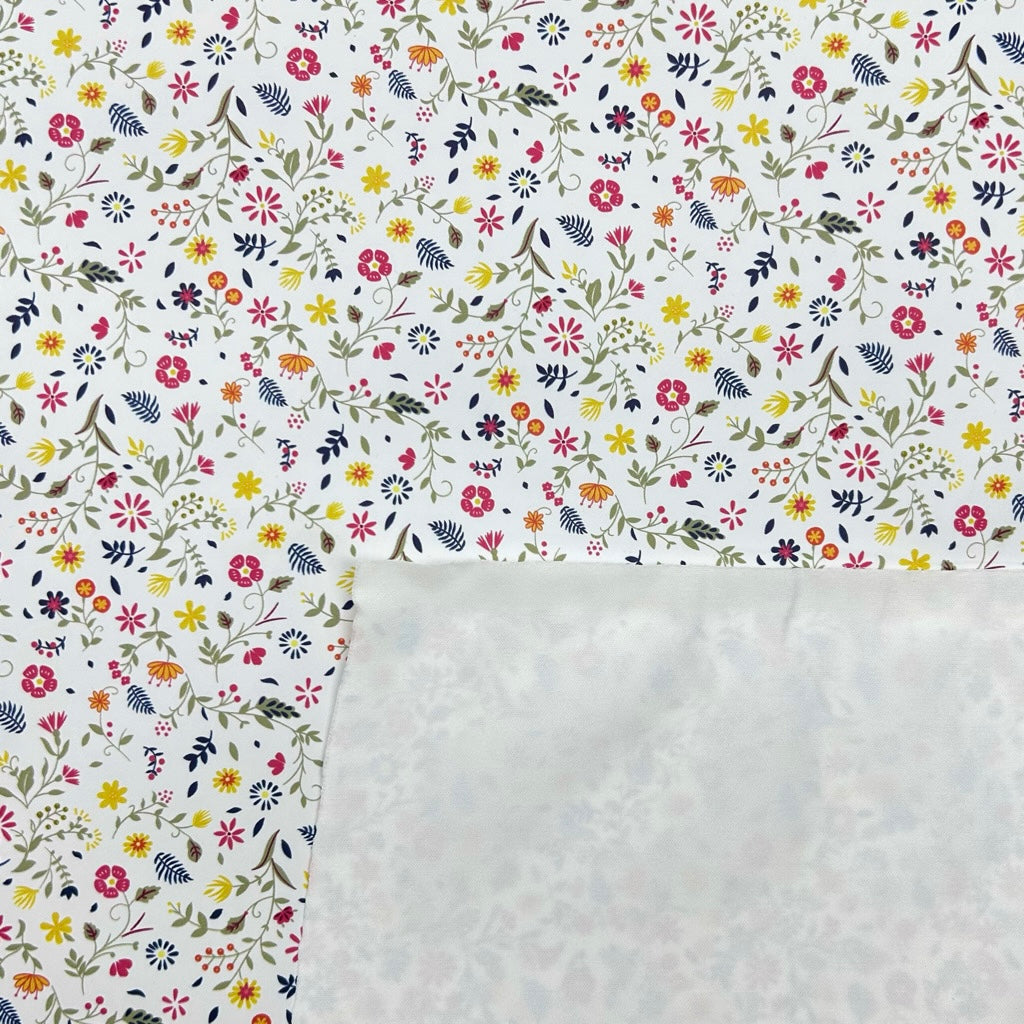 Petal Charm on White Raincoat Fabric