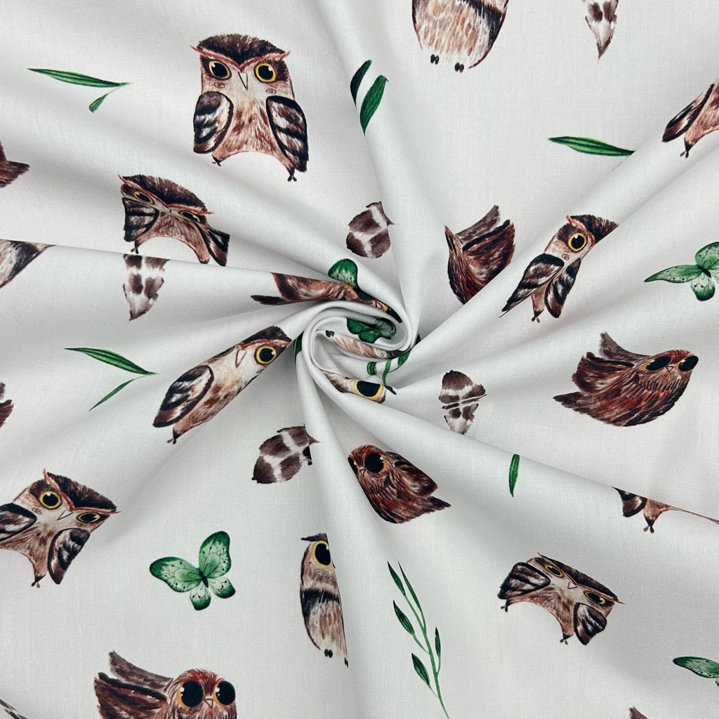 Secret Garden Owls Cotton Poplin Fabric