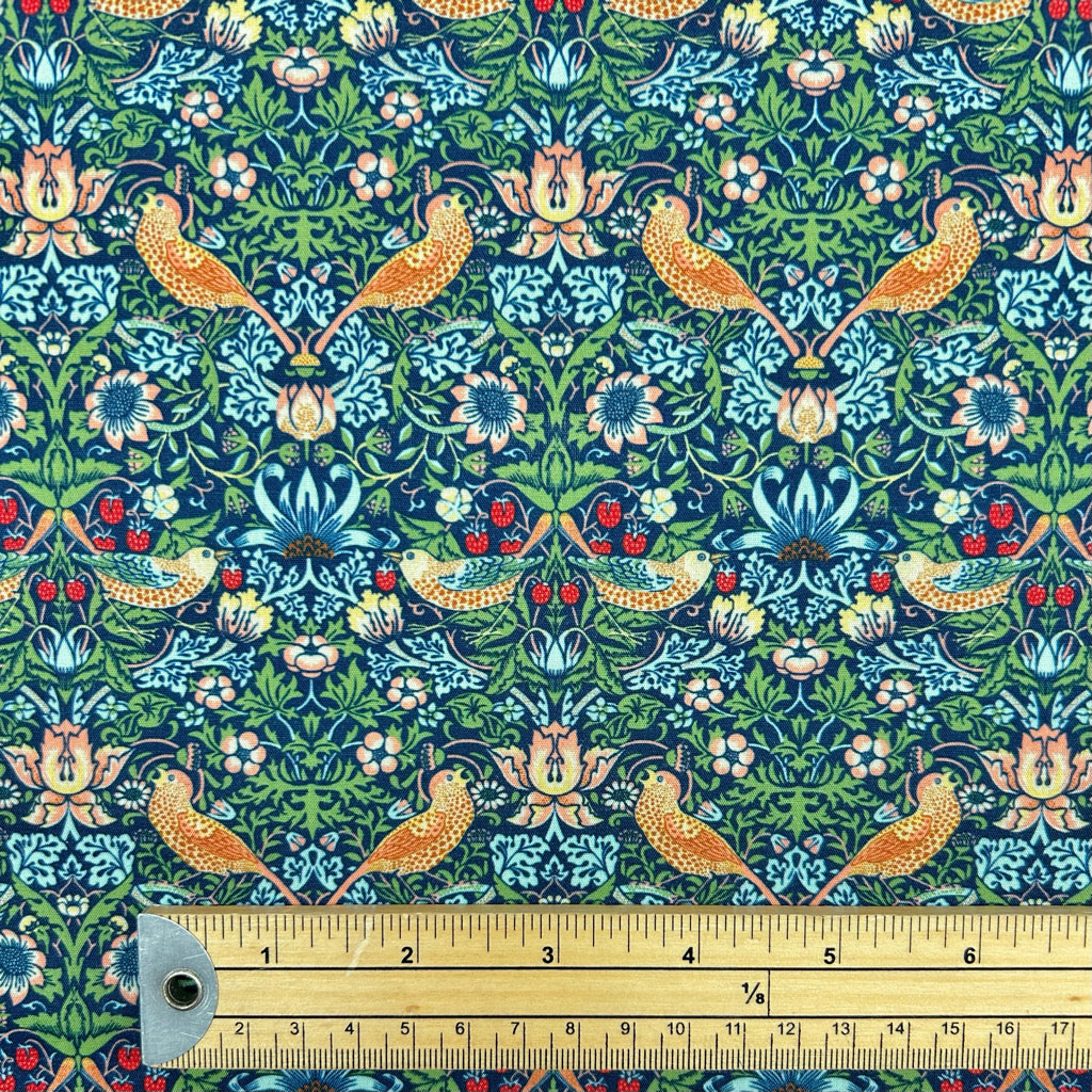Birds and Strawberries Polycotton Fabric