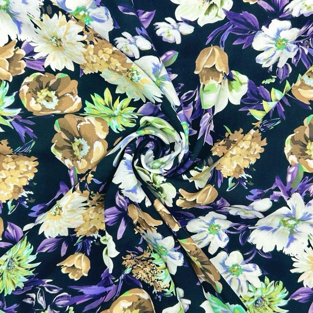 Vibrant Blooms Viscose Challis Fabric