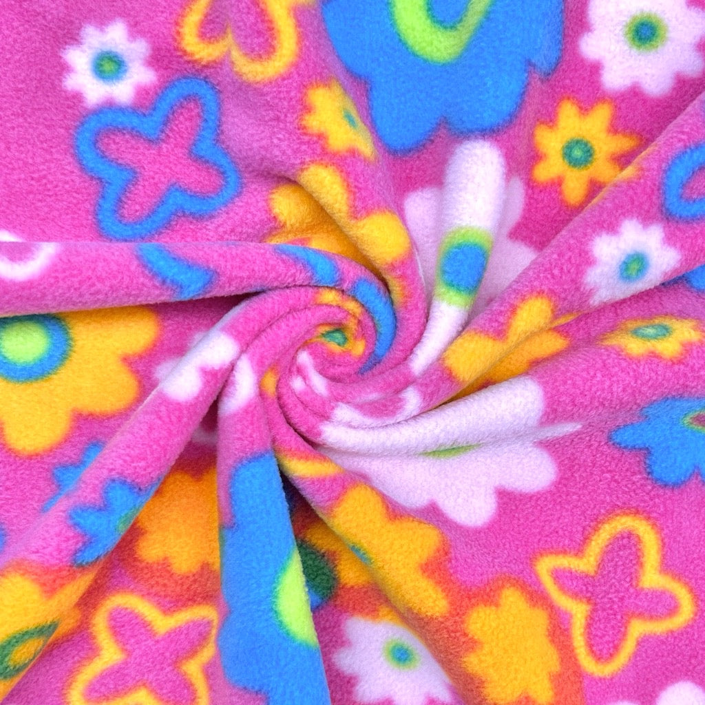 Pink Garden Anti Pill Polar Fleece Fabric