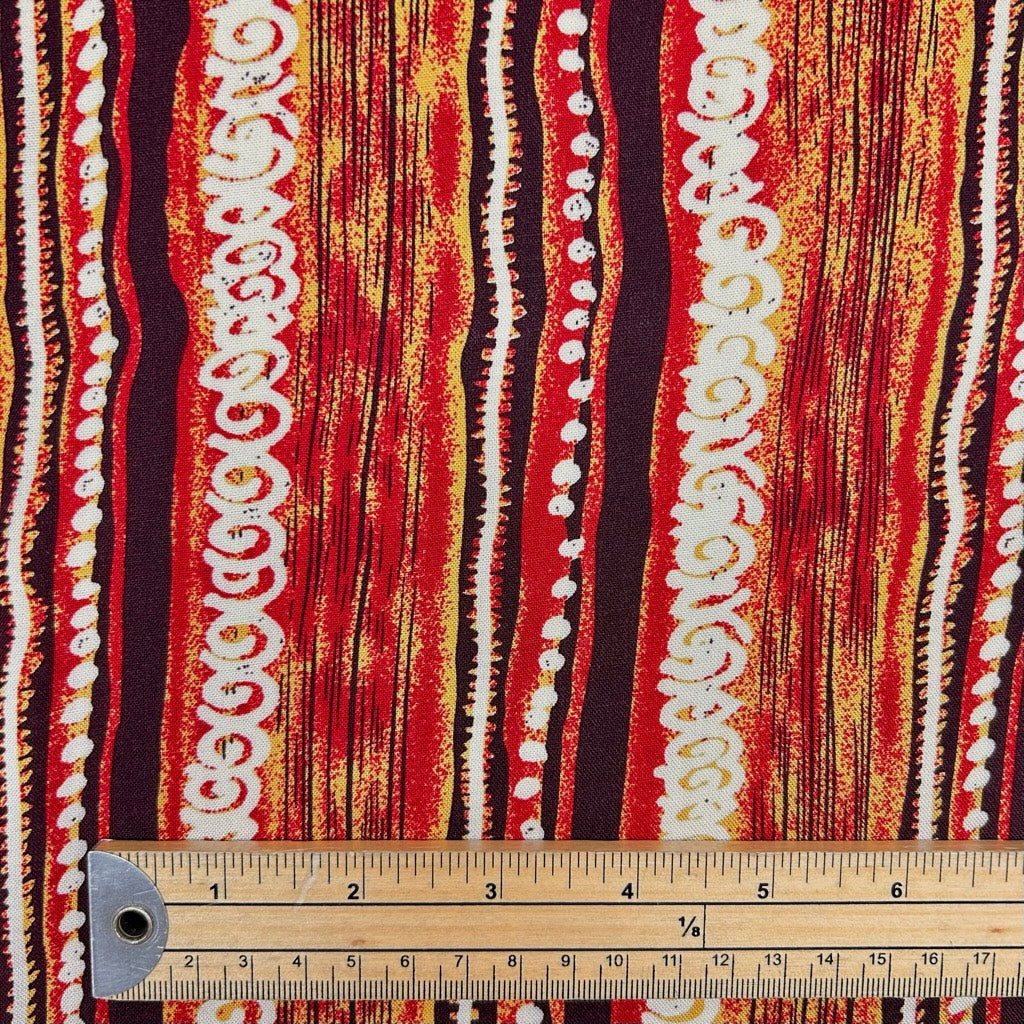 Folk Stripe Viscose Challis Fabric