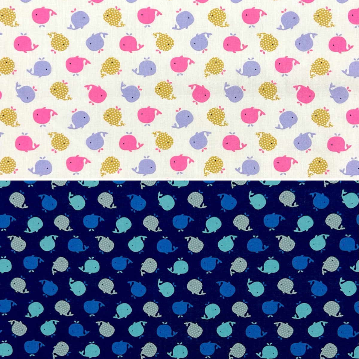 Playful Whales Cotton Poplin Fabric
