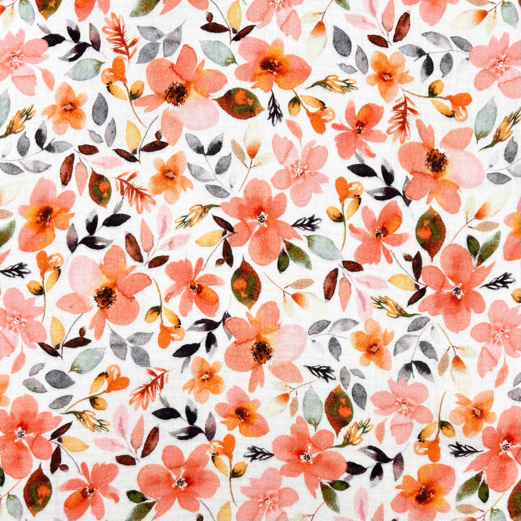 Coral Blossom Double Gauze Fabric