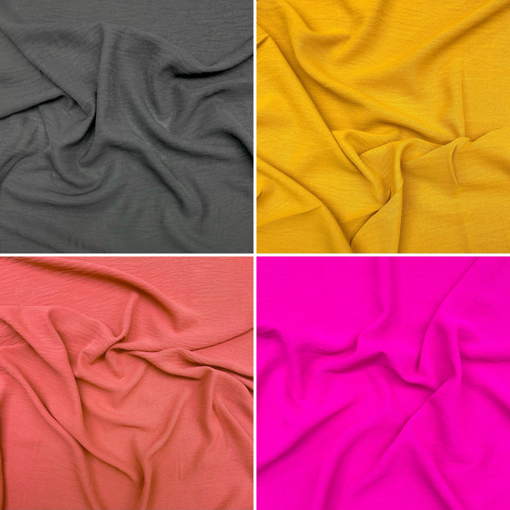 Plain Crinkle Effect Polyester Crepe Fabric