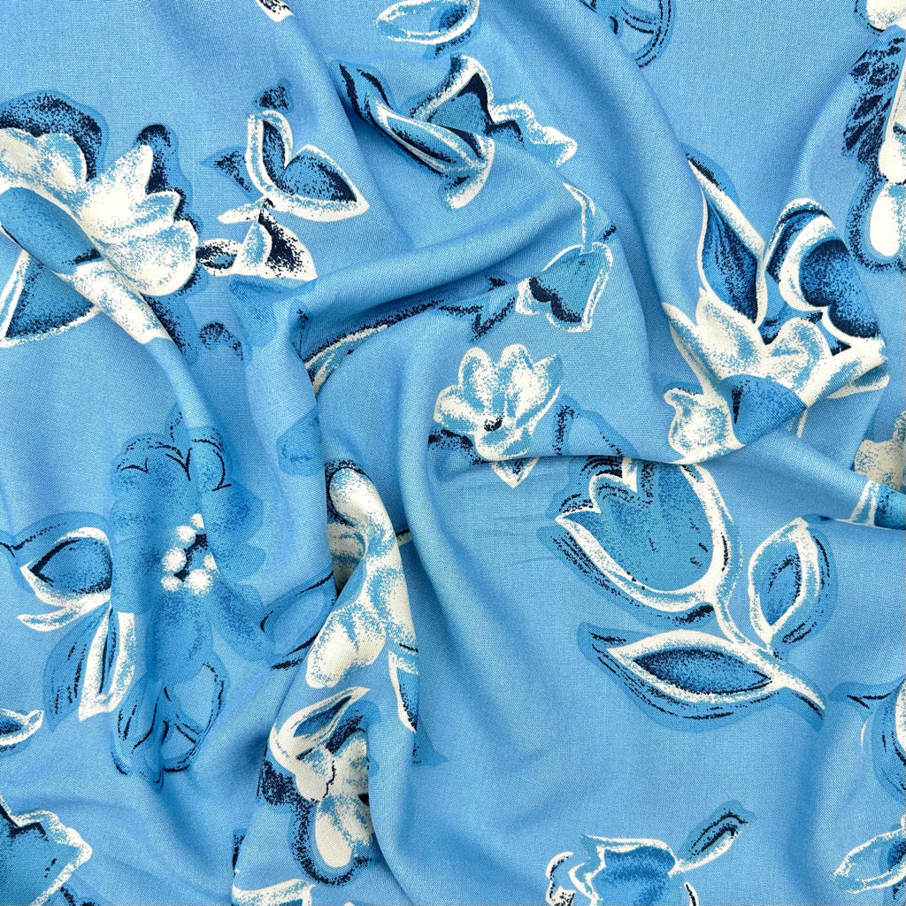 Vintage Posy Viscose Challis Fabric