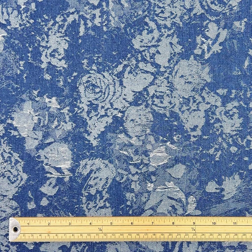 Scattered Flowers Jacquard Denim Fabric - Pound Fabrics