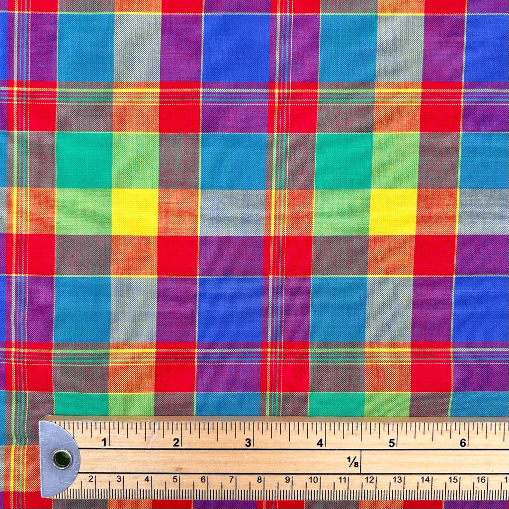 Rainbow Tone Madras Check Cotton Fabric