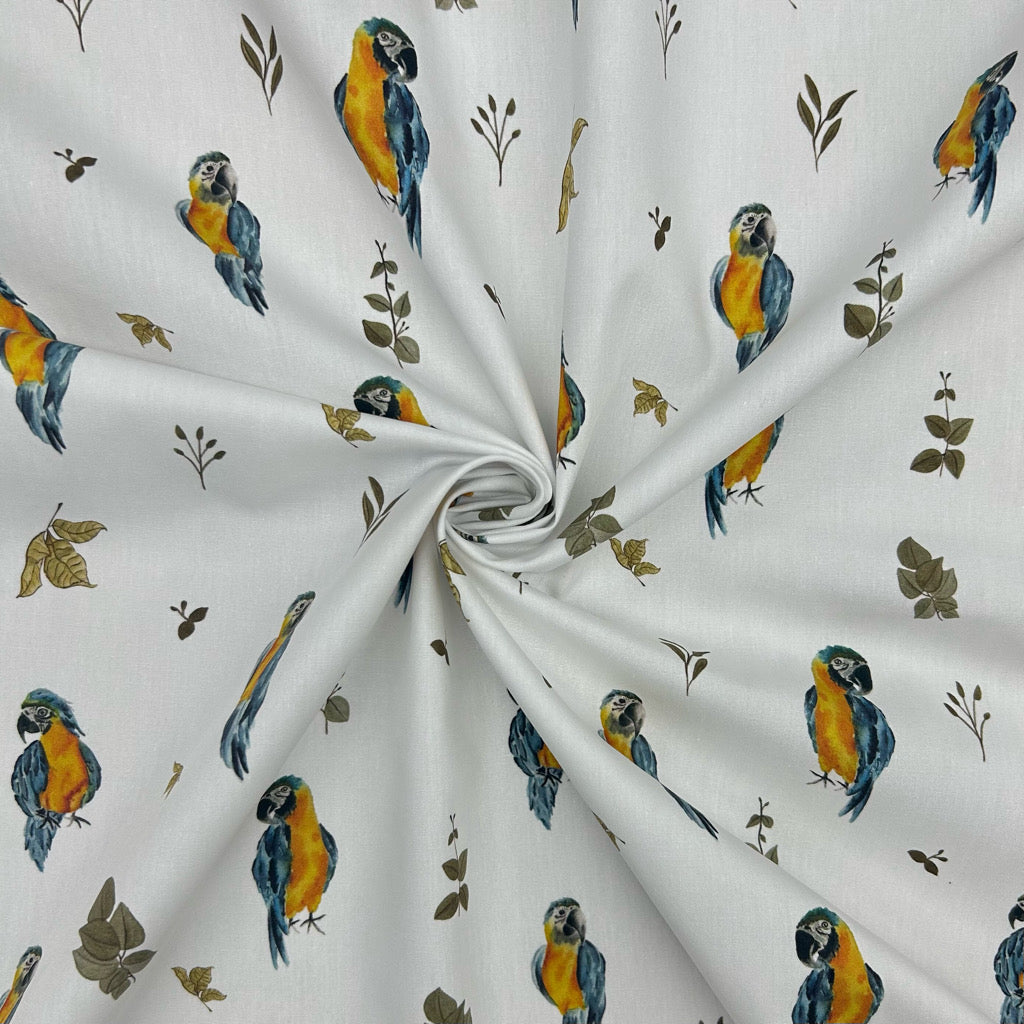 Parrot Paradise Cotton Poplin Fabric