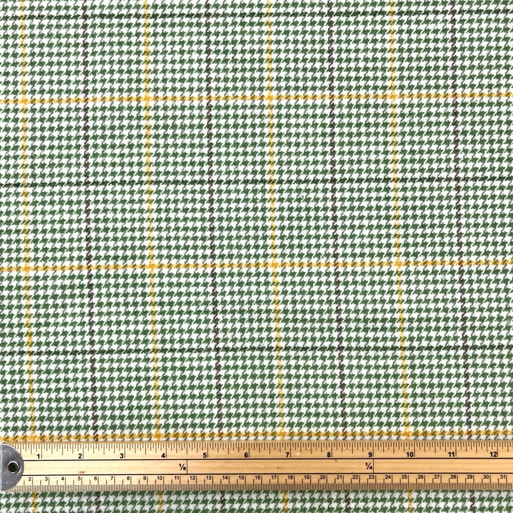 Green Dogtooth Checkered Wool Blend Fabric - 2 metres for £9.95 #27