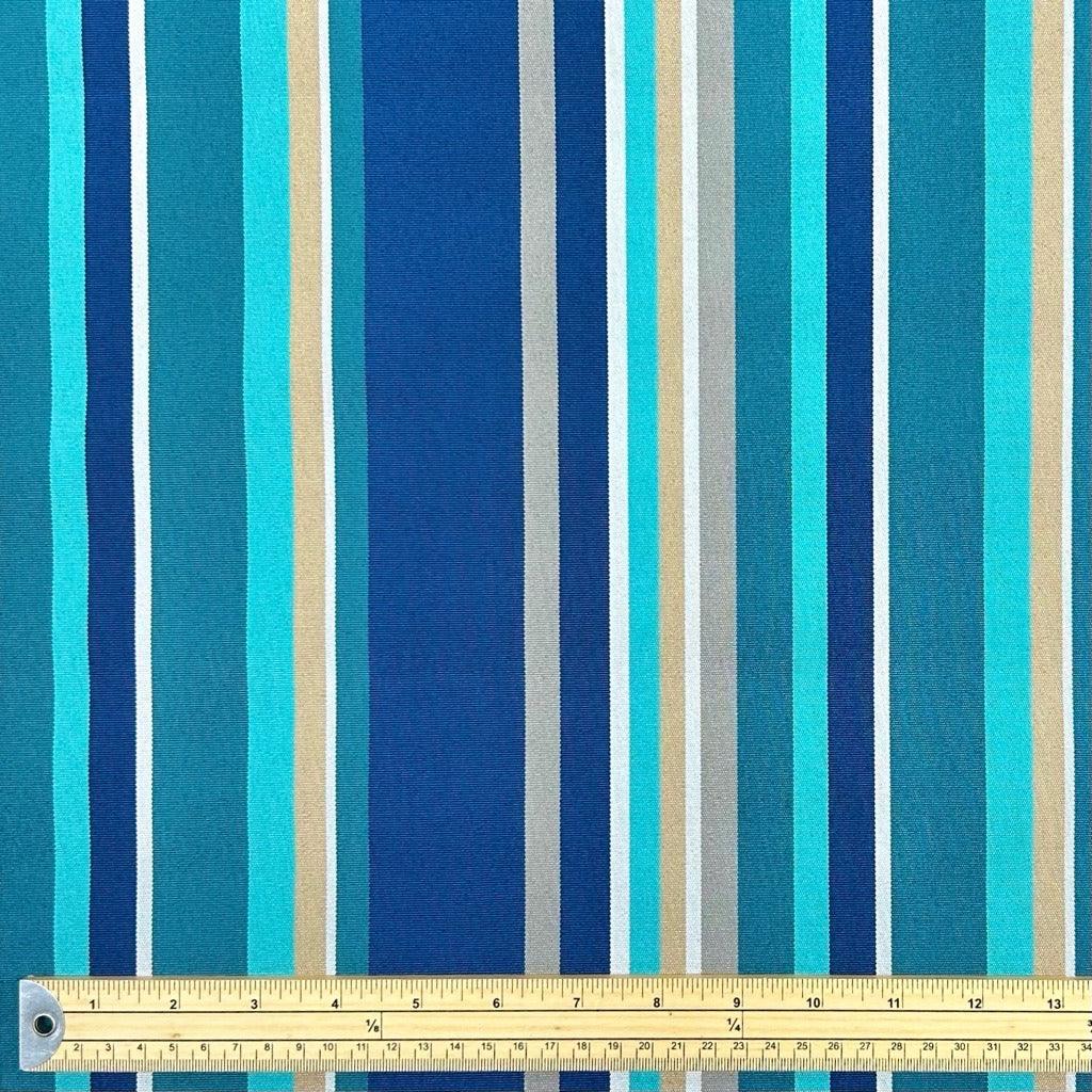 Blue/Teal Stripes Water Resistant Fabric - Pound Fabrics