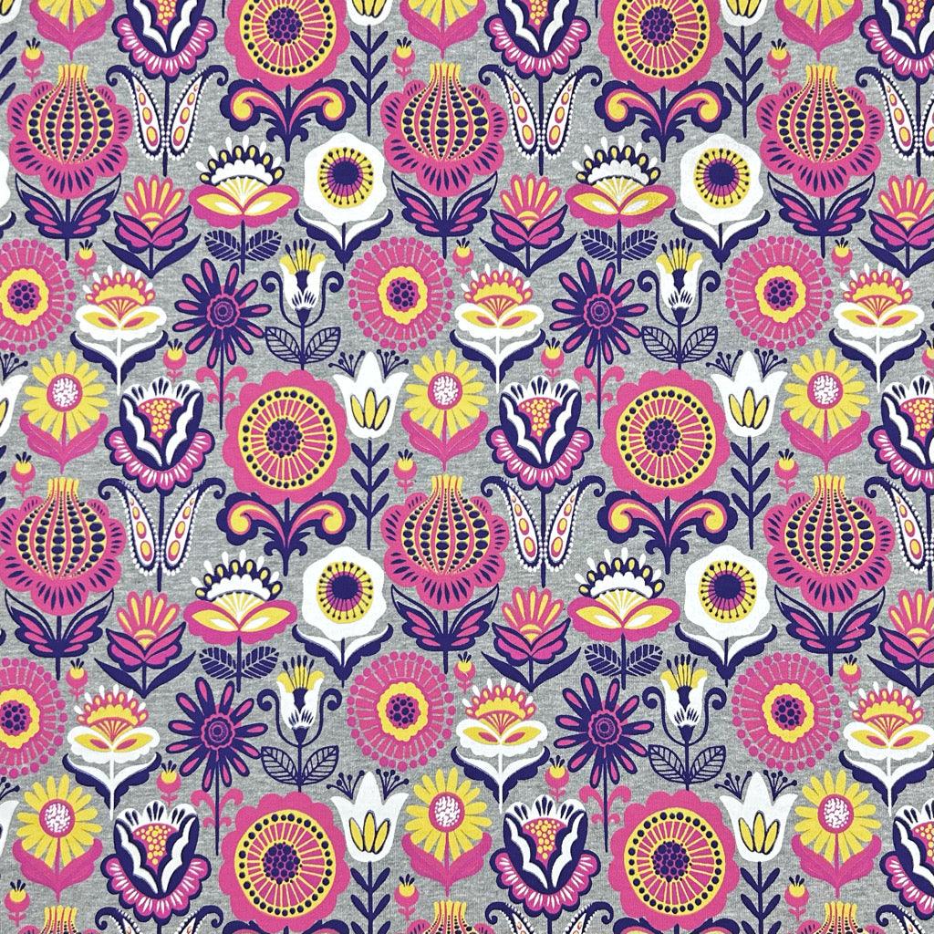 Retro Floral Melange French Terry Fabric - Pound Fabrics