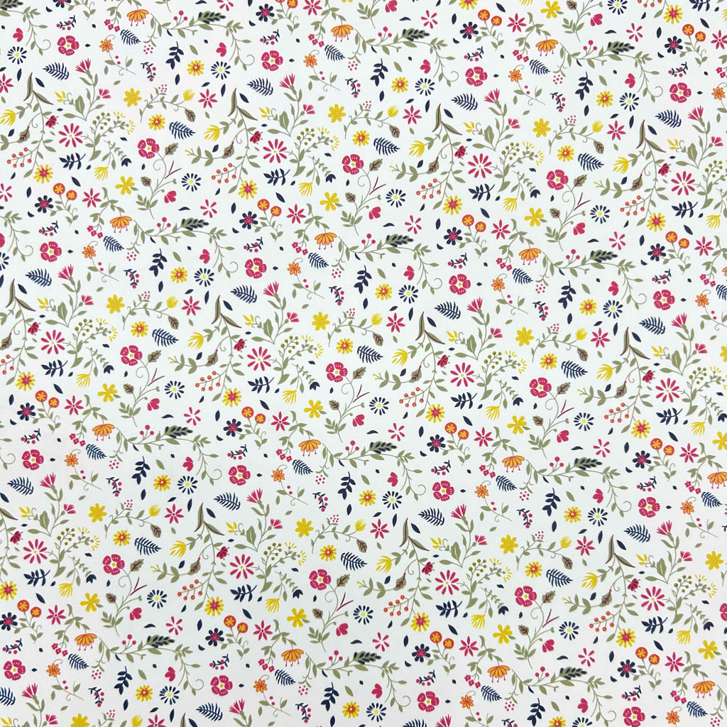 Petal Charm on White Raincoat Fabric