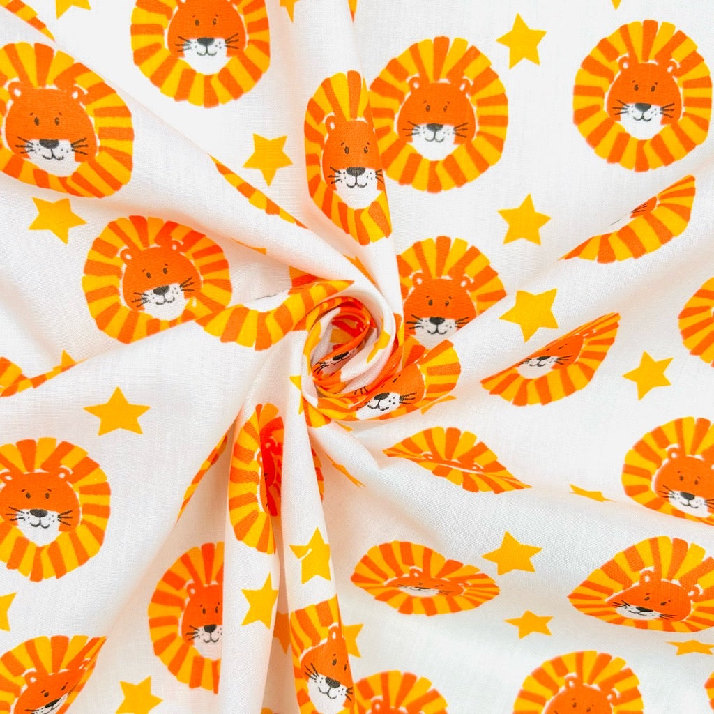 Lions and Stars Polycotton Fabric