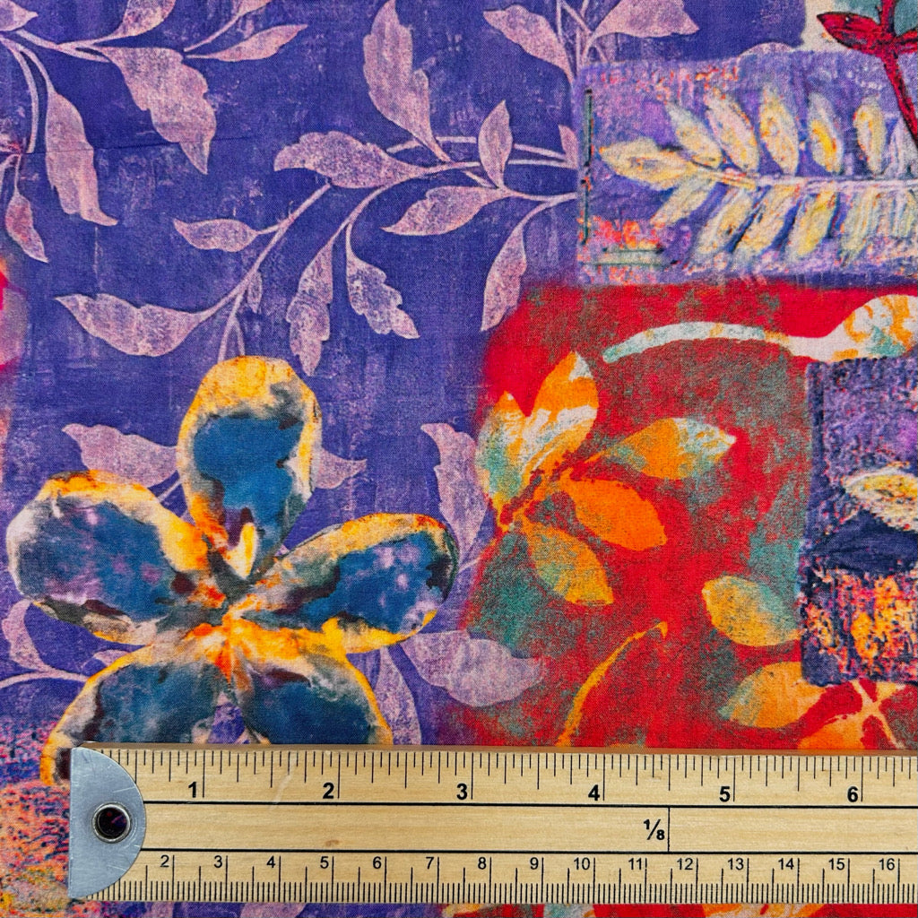 Floral Blocks Cotton Lawn Fabric