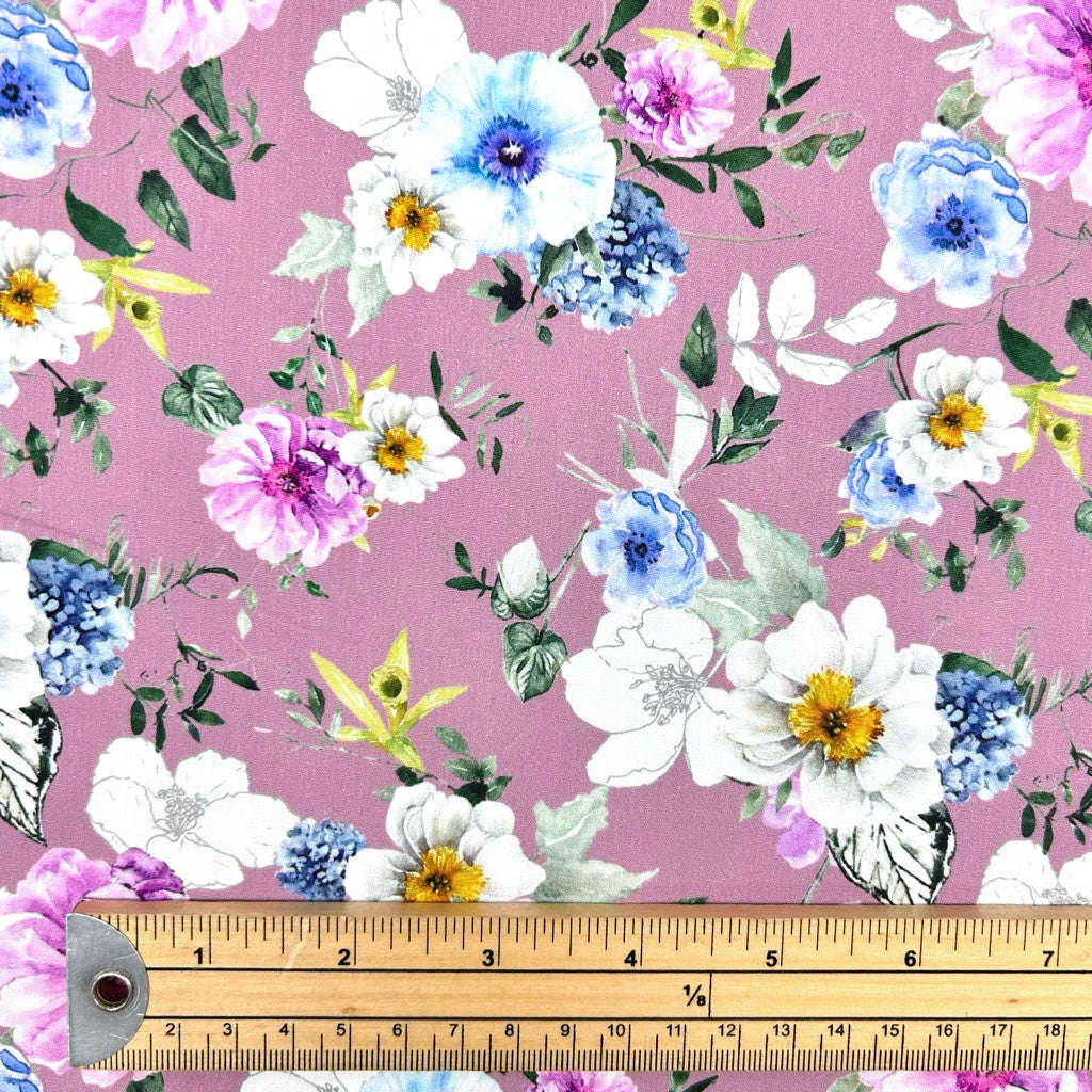 Floral Crush Rose & Hubble Cotton Poplin Fabric