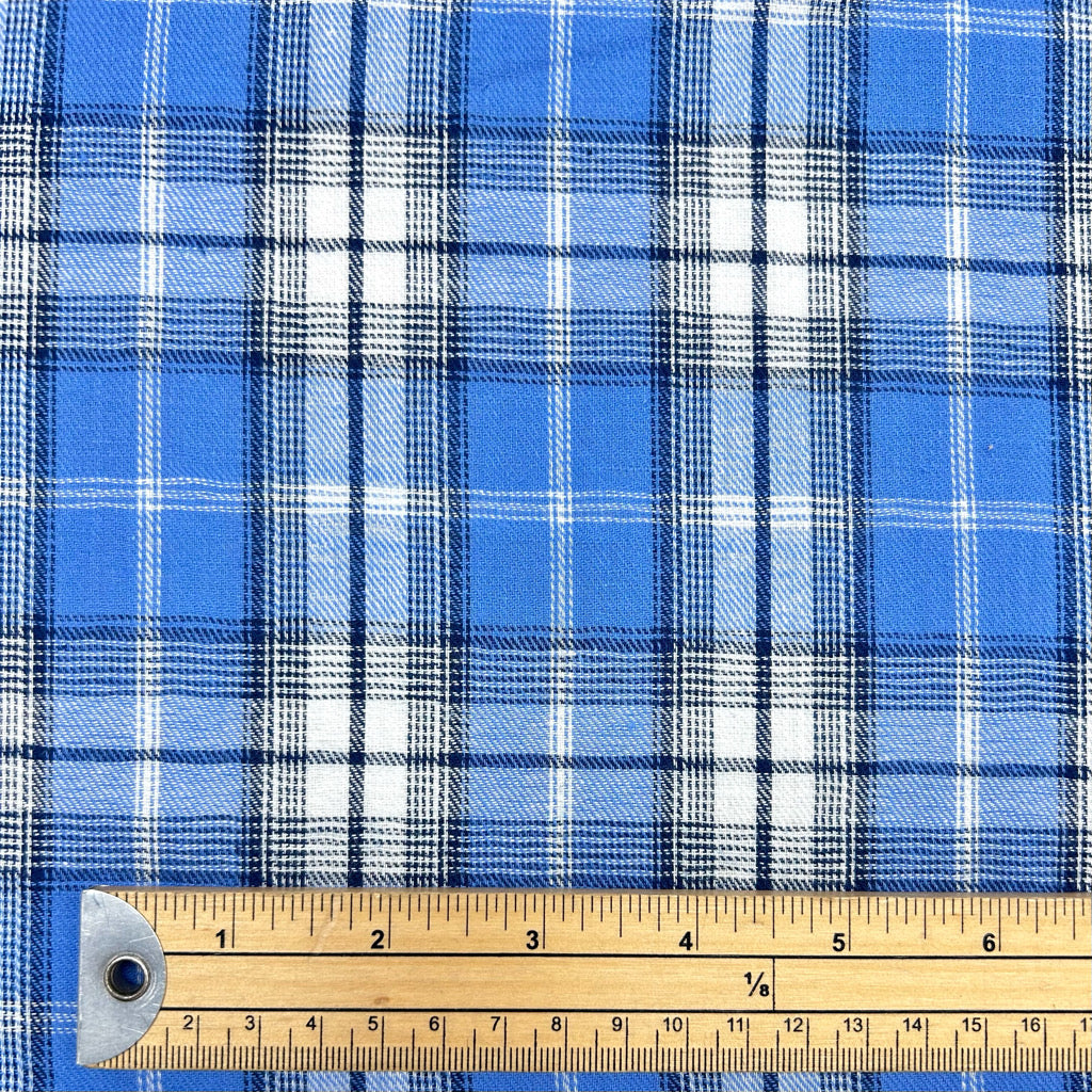 Sky Blue Check Brushed Cotton Fabric