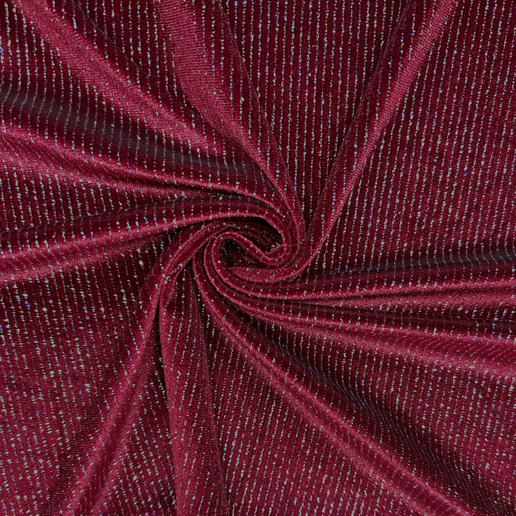 Shimmer Line Stretch Velvet Fabric