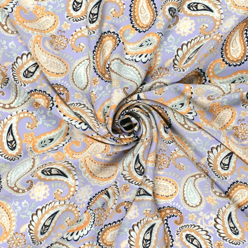 Paisley on Lilac Bamboo Poplin Fabric