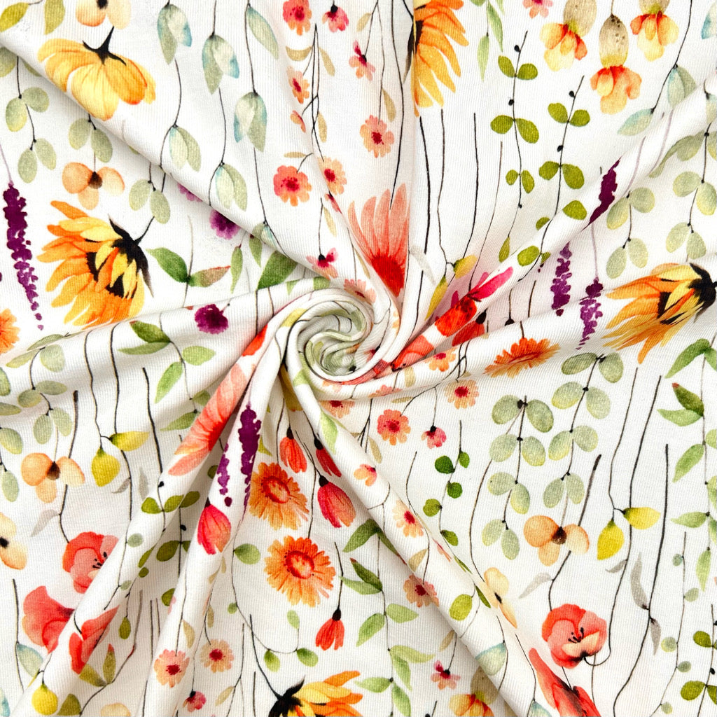 Summer Meadow Cotton Jersey Fabric | Best UK Prices | Pound Fabrics