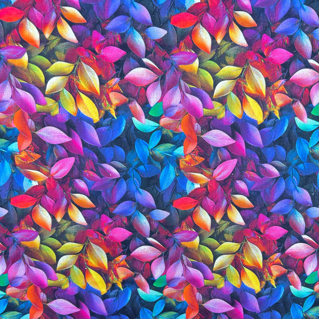 Rainbow Leaves Cotton Fabric