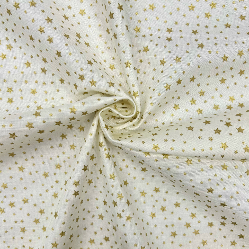 Golden Stars Christmas Cotton Fabric
