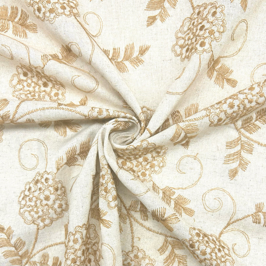 Floral Bliss Embroidered Linen Viscose Fabric