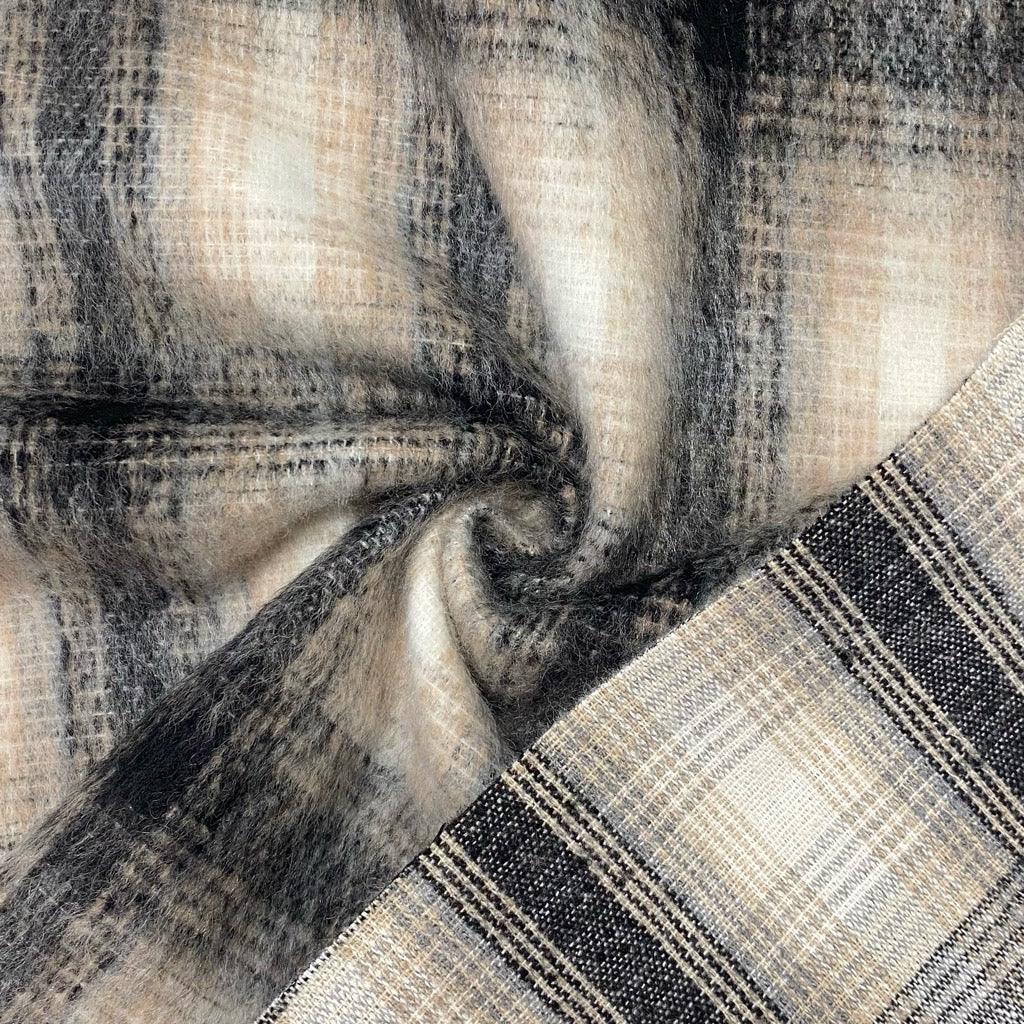 Cream/Black Checkered Wool Blend Fabric - 2 metres for £9.95 #3 - Pound Fabrics