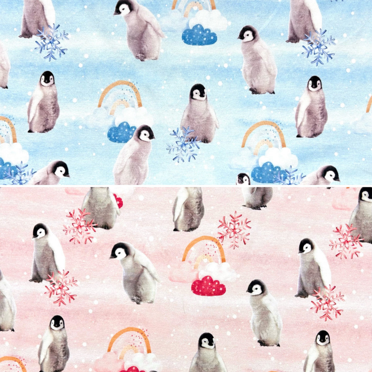 Snowy Penguins Cotton Jersey Fabric