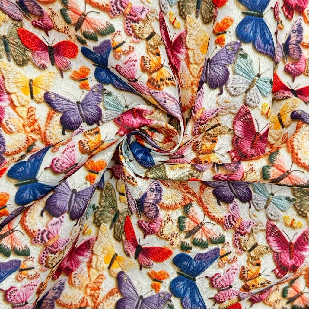 Bright Butterflies Polycotton Fabric