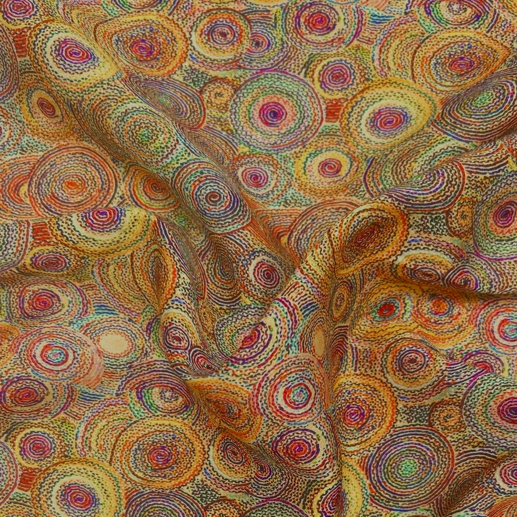 Colourful Circles Bamboo Silkette Fabric