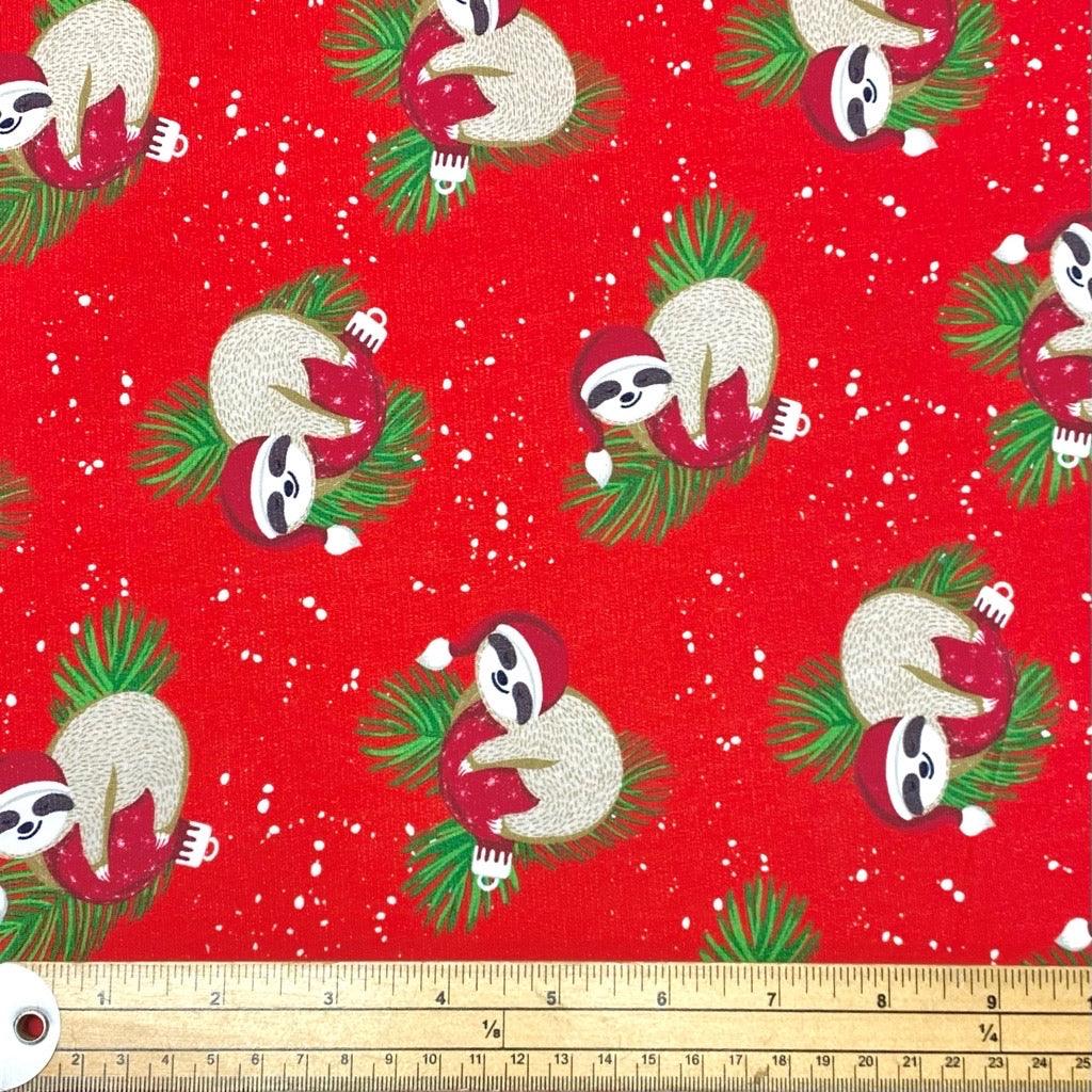 Xmas Sloths French Terry Fabric - Pound Fabrics