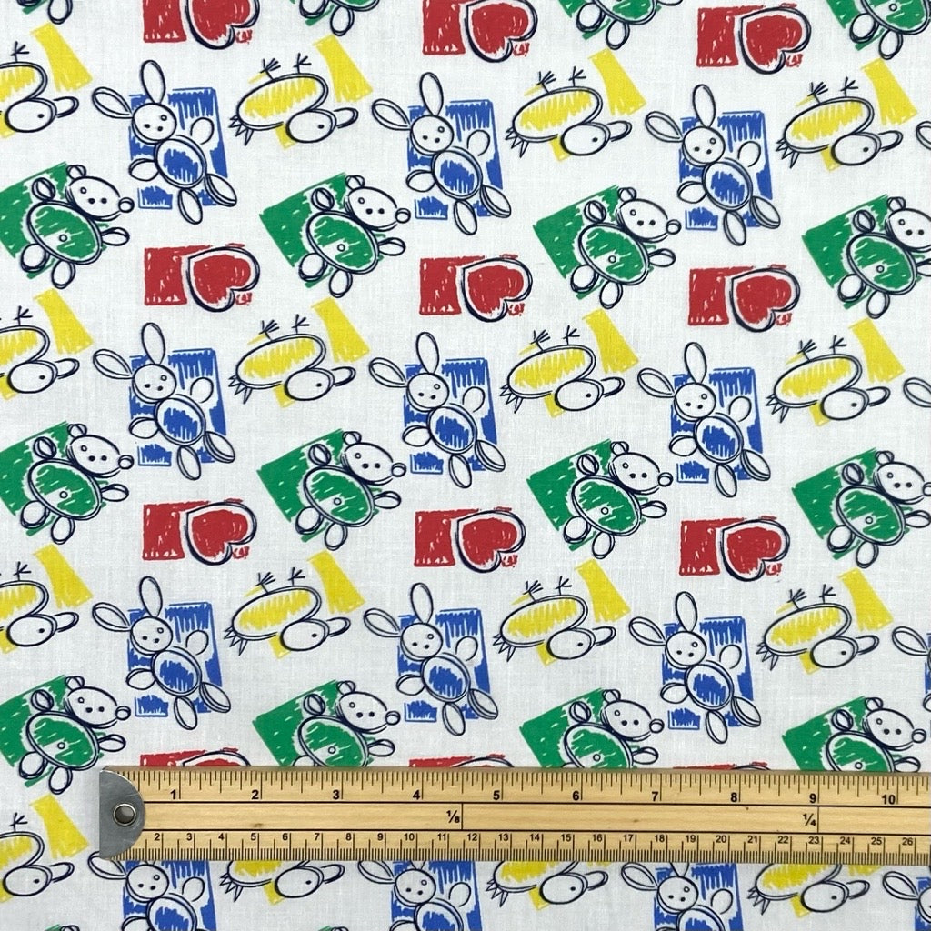 Teddy Drawings Polycotton Fabric - Pound Fabrics