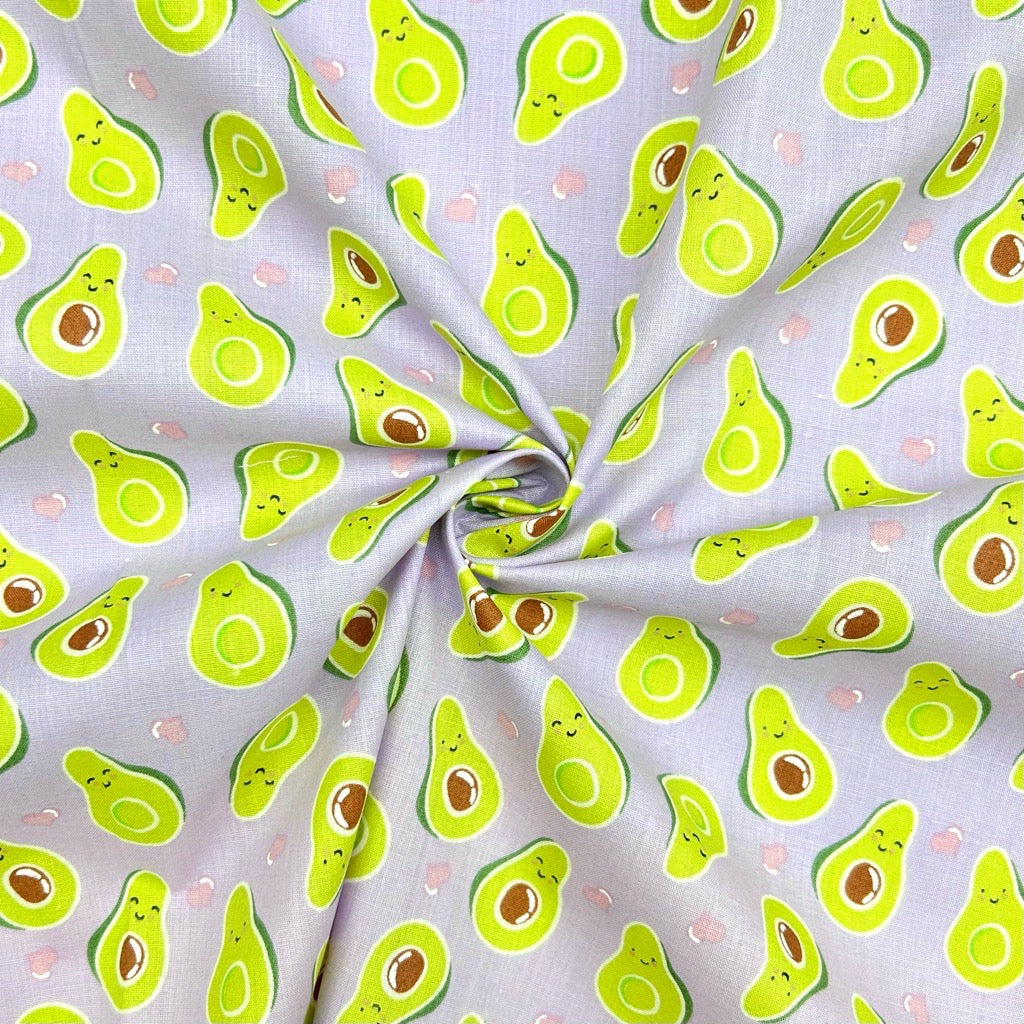 Avocado Hearts Polycotton Fabric