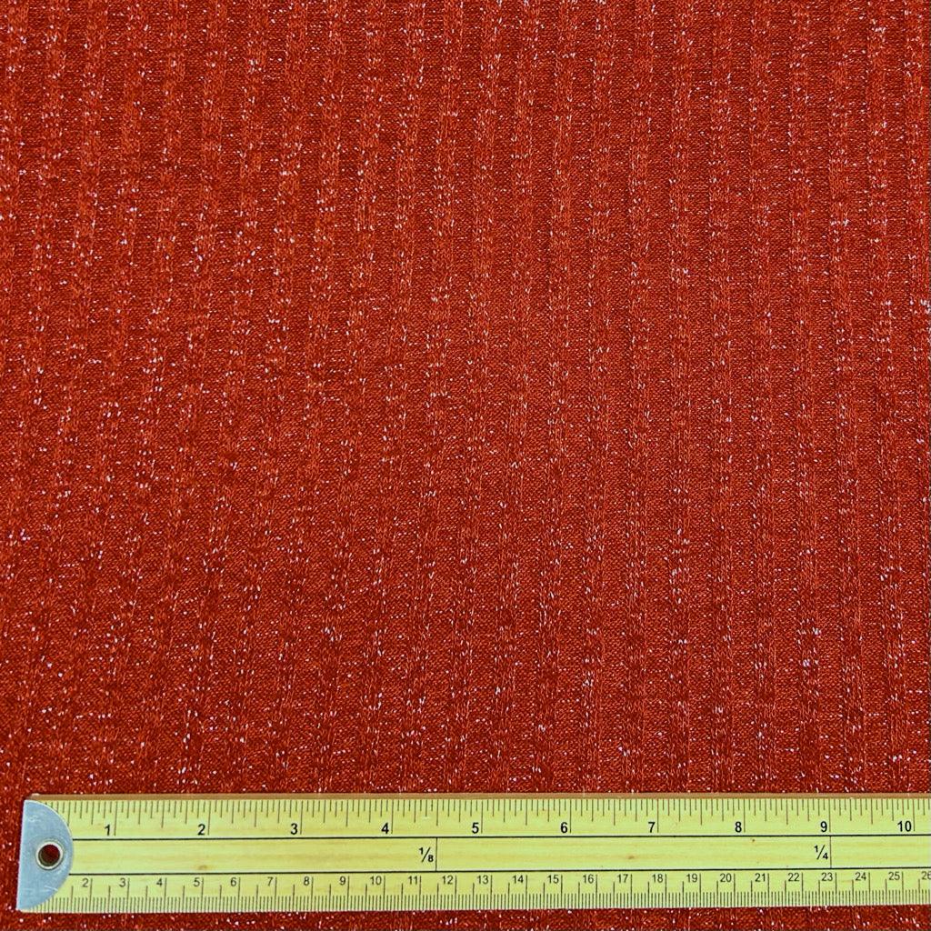Burnt Orange Lurex Ribbed Jersey - Pound Fabrics