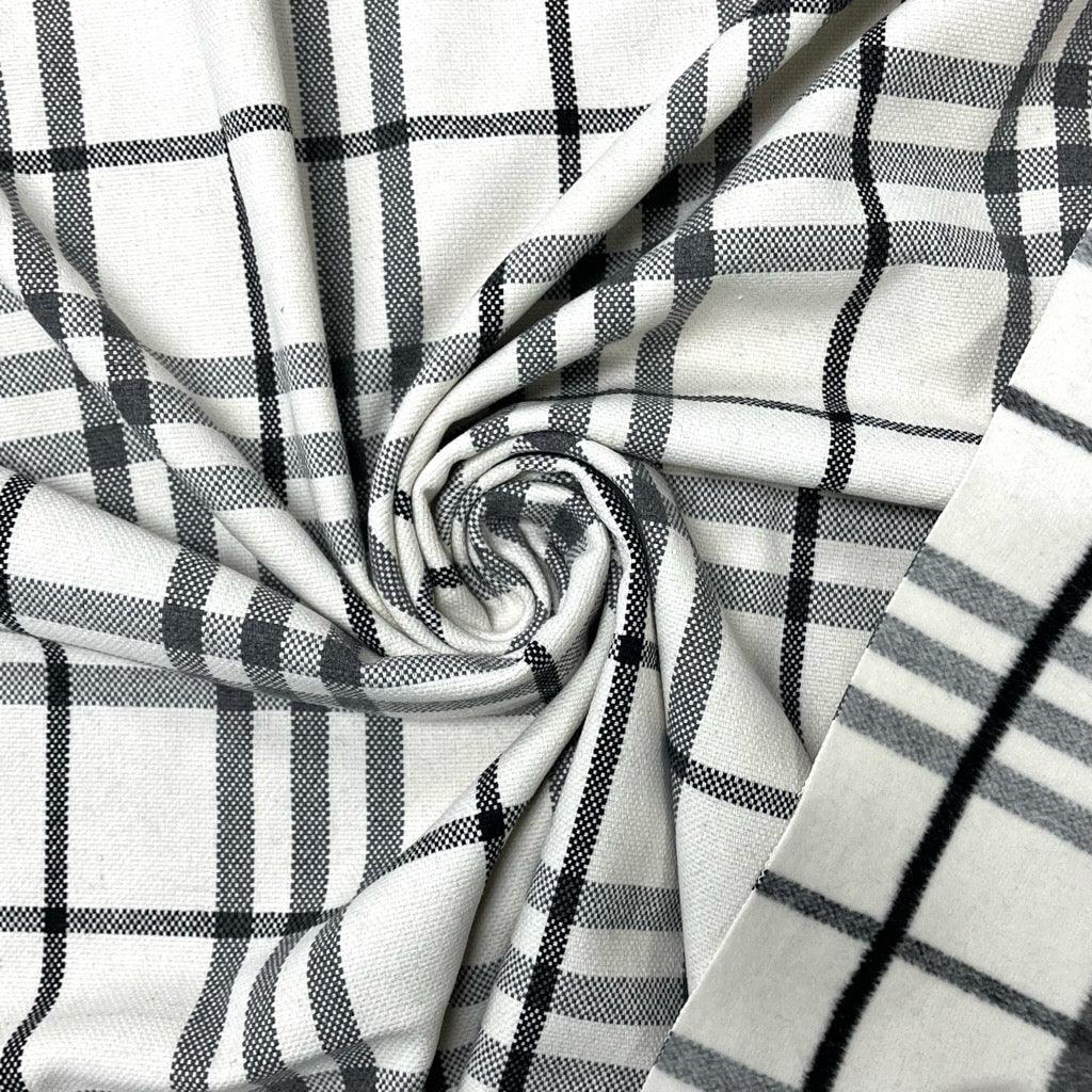 Black/Grey Large Checkered Wool Blend Fabric - 2 metres for £9.95 #35 - Pound Fabrics