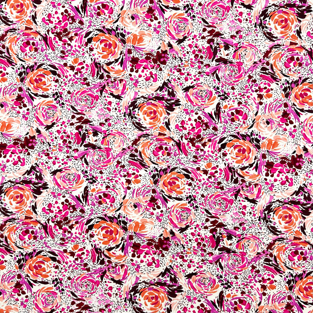 Painterly Blooms Viscose Jersey Fabric