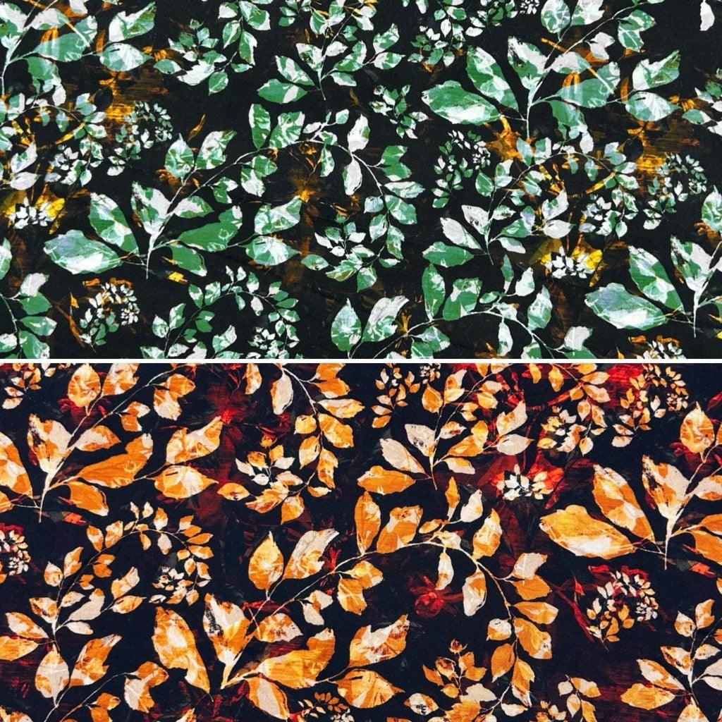 All Over Leaves Viscose Twill Fabric - Pound Fabrics