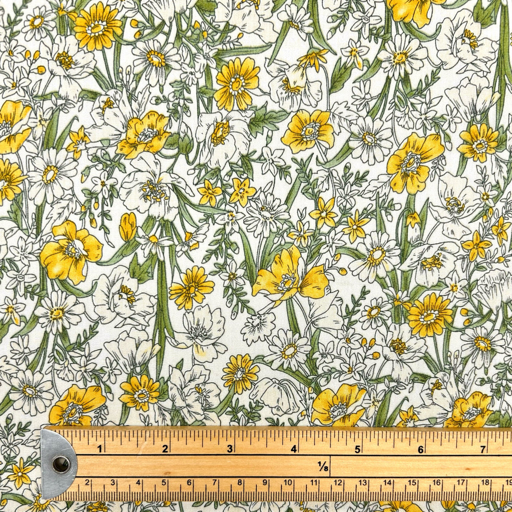 Countryside Garden Rose & Hubble Cotton Poplin Fabric